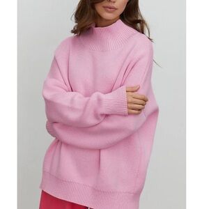 Commense Soft Pink Cowl Neck Sweater